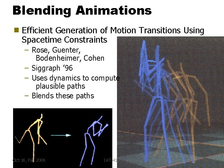 Blending Animations g Efficient Generation of Motion Transitions Using Spacetime Constraints – Rose, Guenter,