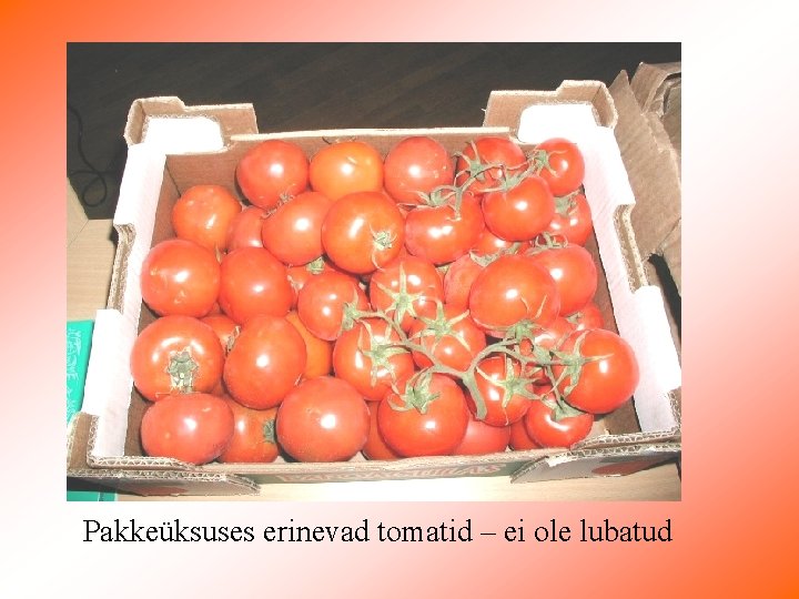 Pakkeüksuses erinevad tomatid – ei ole lubatud 