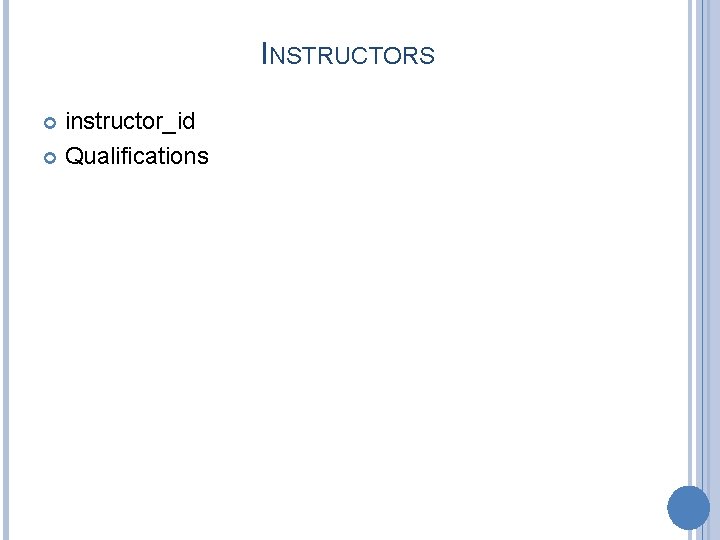 INSTRUCTORS instructor_id Qualifications 
