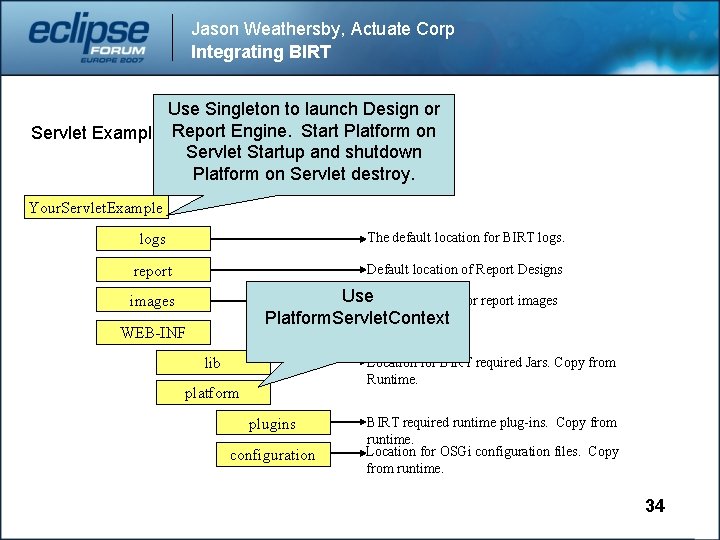 Jason Weathersby, Actuate Corp Integrating BIRT Use Singleton to launch Design or Engine. Report