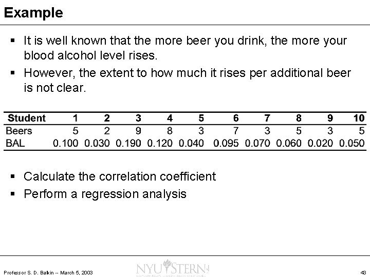 Example § It is well known that the more beer you drink, the more