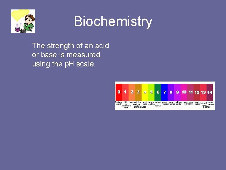 Biochemistry The strength of an acid or base is measured using the p. H