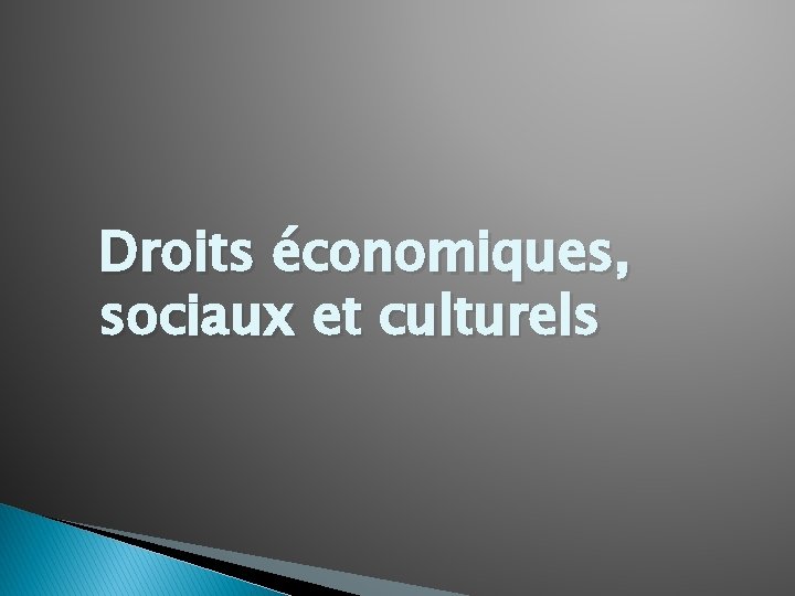 Droits économiques, sociaux et culturels 