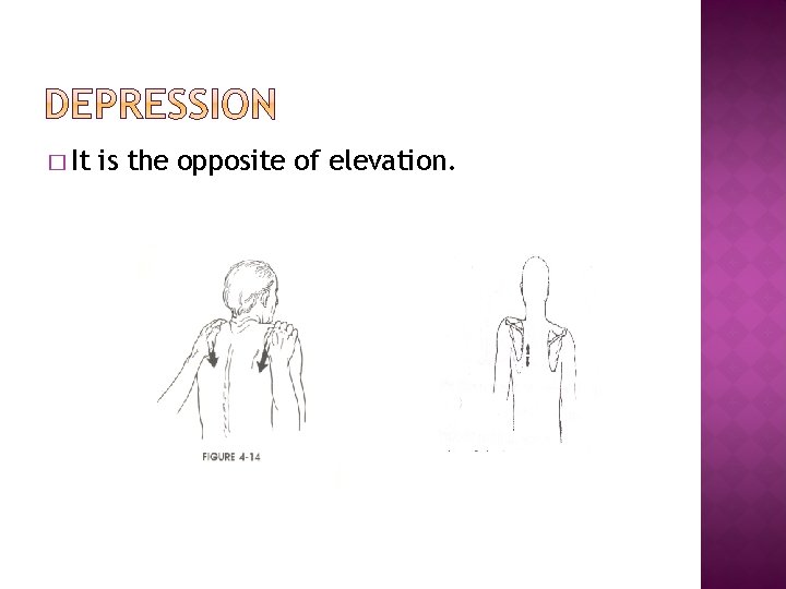 � It is the opposite of elevation. � It is the opposite of elevation.