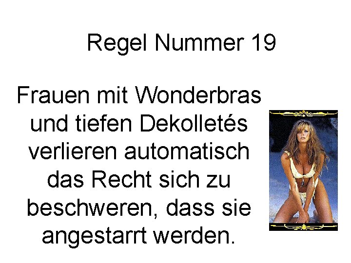 Regel Nummer 19 Frauen mit Wonderbras und tiefen Dekolletés verlieren automatisch das Recht sich