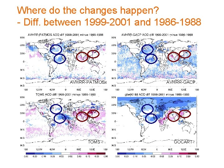 Where do the changes happen? - Diff. between 1999 -2001 and 1986 -1988 AVHRR-PATMOSx