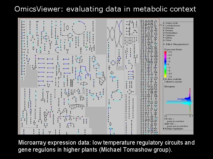 Omics. Viewer: evaluating data in metabolic context Microarray expression data: low temperature regulatory circuits