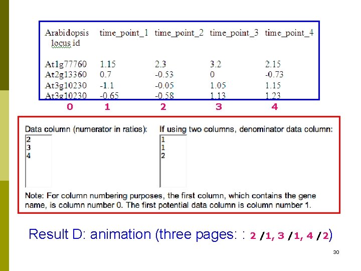 0 1 2 3 4 Result D: animation (three pages: : 2 /1, 3