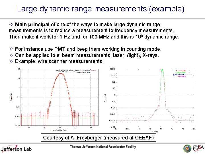 Large dynamic range measurements (example) Main principal of one of the ways to make