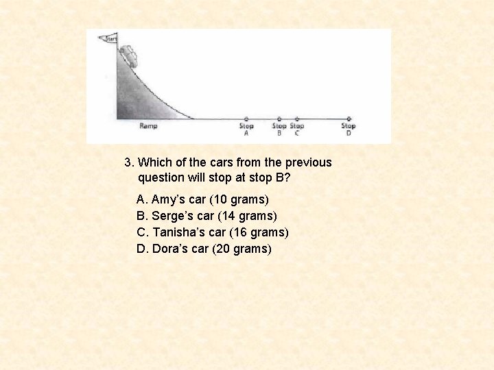 3. Which of the cars from the previous question will stop at stop B?