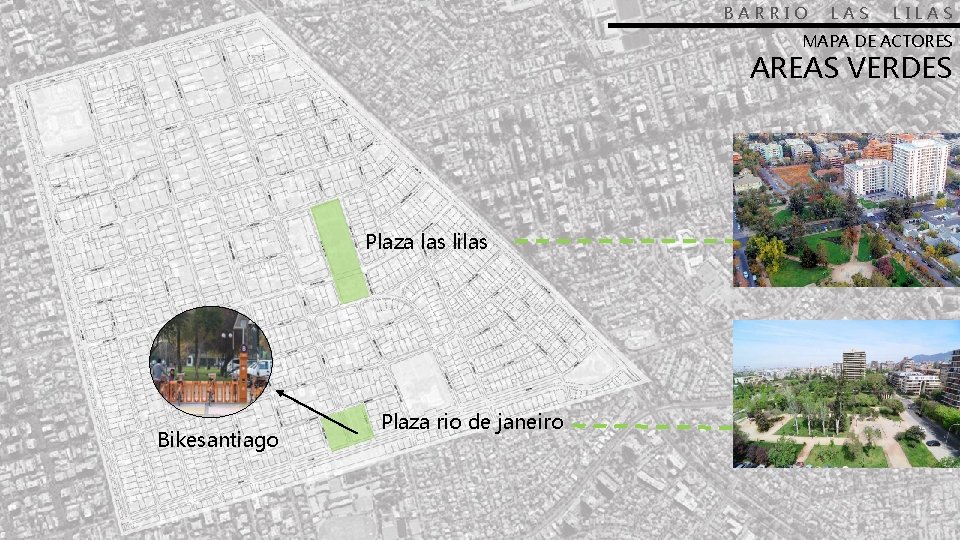BARRIO LAS LILAS MAPA DE ACTORES AREAS VERDES Plaza las lilas Bikesantiago Plaza rio