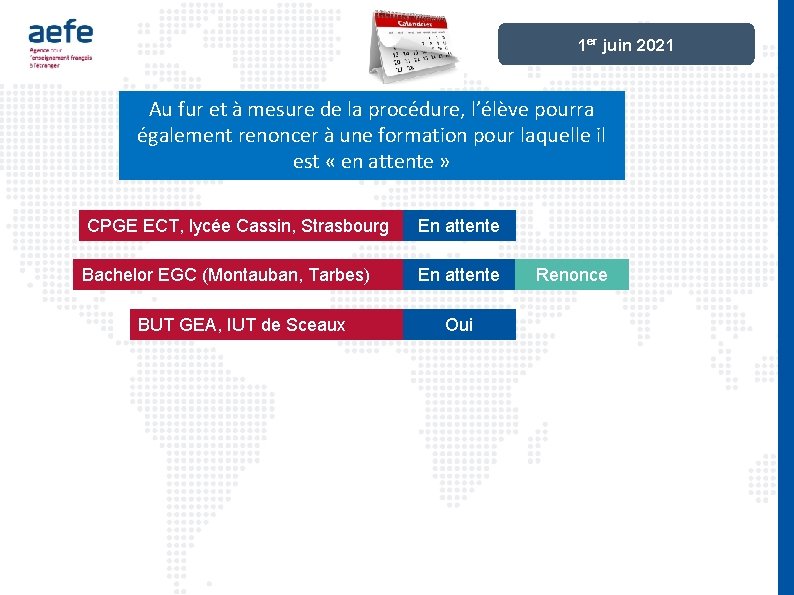 1 er juin 2021 Au fur et à mesure de la procédure, l’élève pourra