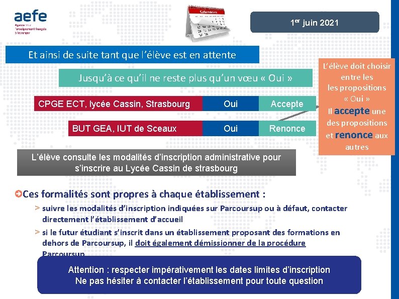 1 er juin 2021 Et ainsi de suite tant que l’élève est en attente