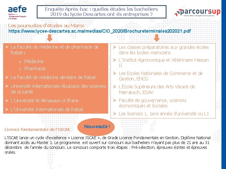 Enquête Après-bac : quelles études les bacheliers 2019 du lycée Descartes ont-ils entreprises ?