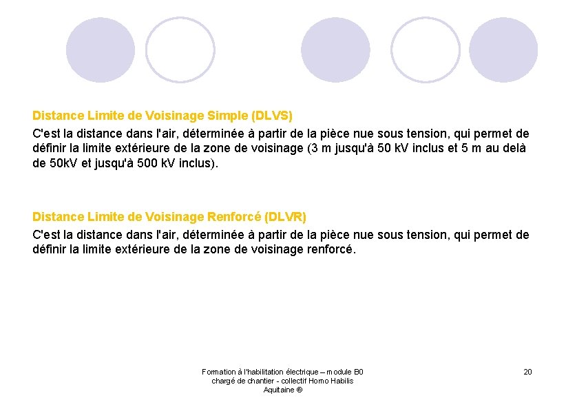 Distance Limite de Voisinage Simple (DLVS) C'est la distance dans l'air, déterminée à partir