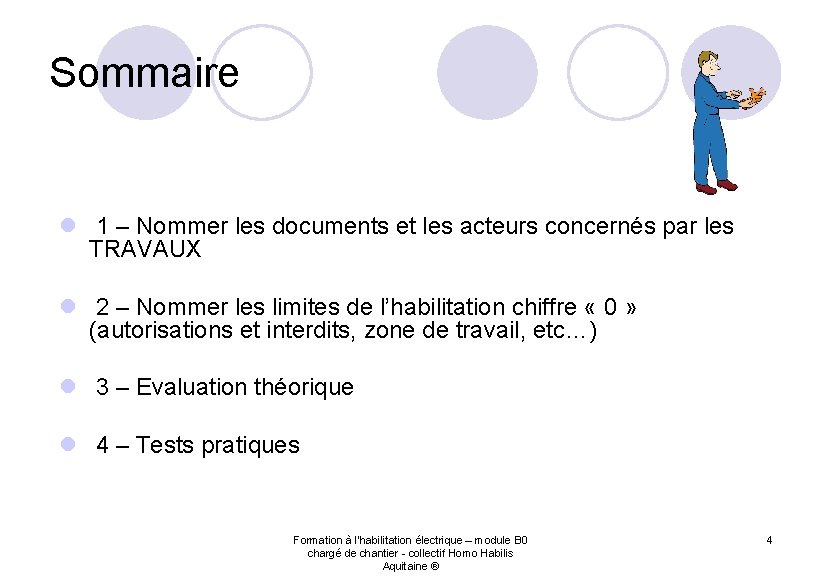 Sommaire l 1 – Nommer les documents et les acteurs concernés par les TRAVAUX