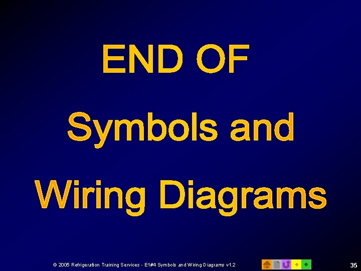 © 2005 Refrigeration Training Services - E 1#4 Symbols and Wiring Diagrams v 1.