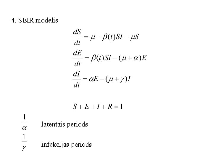 4. SEIR modelis latentais periods infekcijas periods 