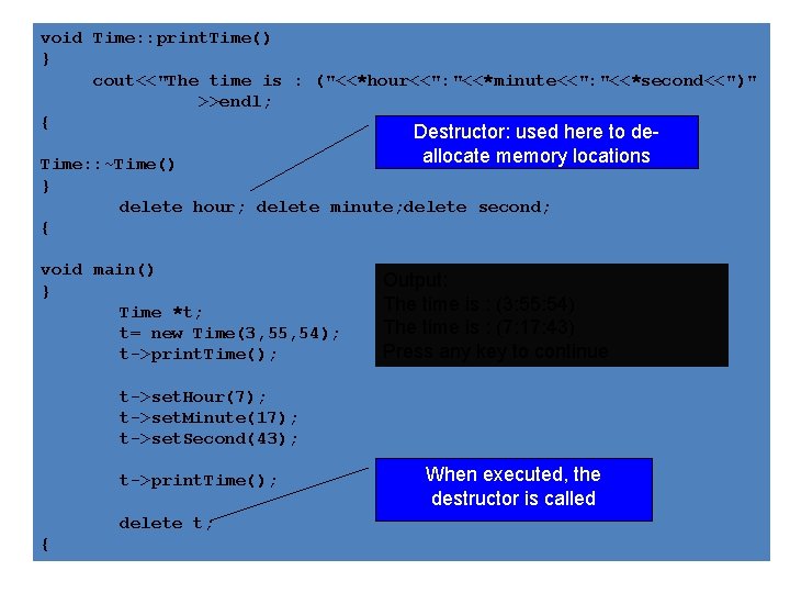 void Time: : print. Time() } cout<<"The time is : ("<<*hour<<": "<<*minute<<": "<<*second<<")" >>endl; void Time: : print. Time() } cout<<"The time is : ("<<*hour<<": "<<*minute<<": "<<*second<<")" >>endl;