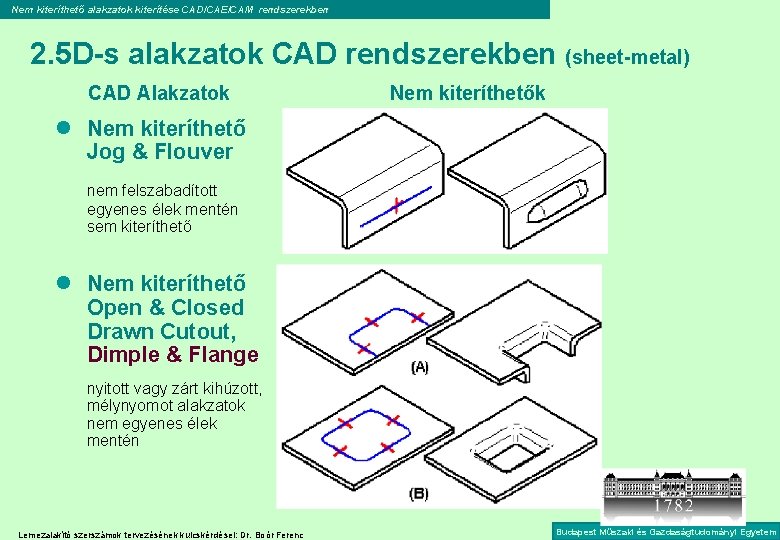 Nem kiteríthető alakzatok kiterítése CAD/CAE/CAM rendszerekben 2. 5 D-s alakzatok CAD rendszerekben (sheet-metal) CAD