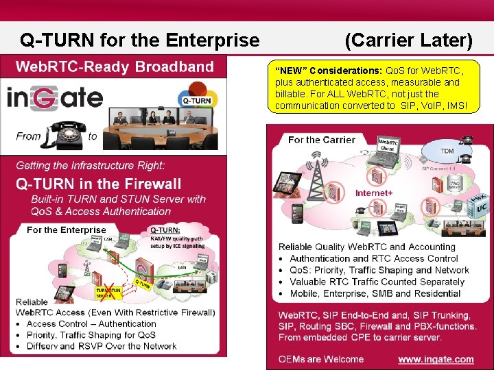 Q-TURN for the Enterprise (Carrier Later) “NEW” Considerations: Qo. S for Web. RTC, plus