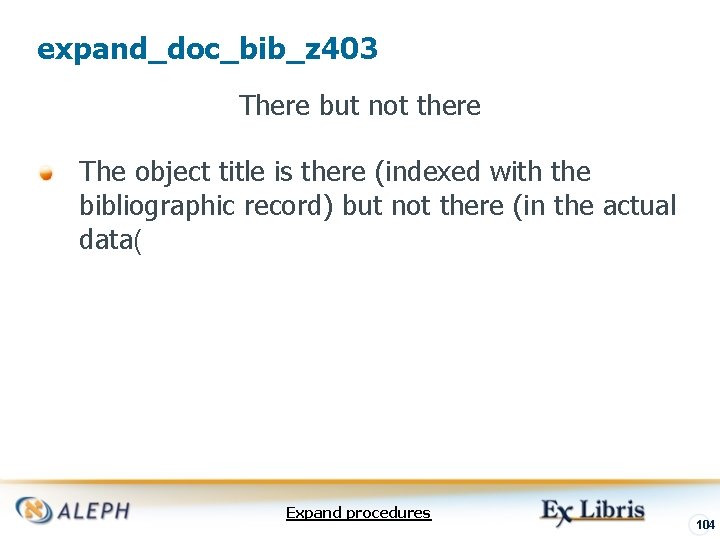 expand_doc_bib_z 403 There but not there The object title is there (indexed with the