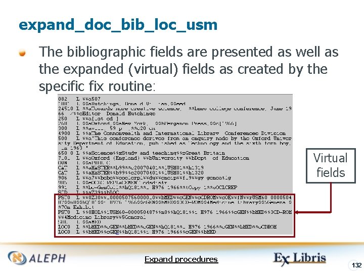 expand_doc_bib_loc_usm The bibliographic fields are presented as well as the expanded (virtual) fields as