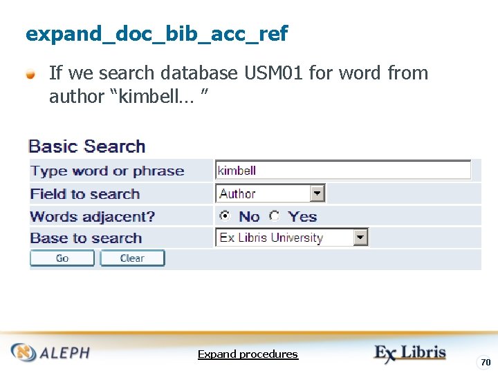 expand_doc_bib_acc_ref If we search database USM 01 for word from author “kimbell… ” Expand