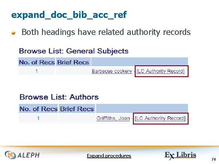 expand_doc_bib_acc_ref Both headings have related authority records Expand procedures 74 