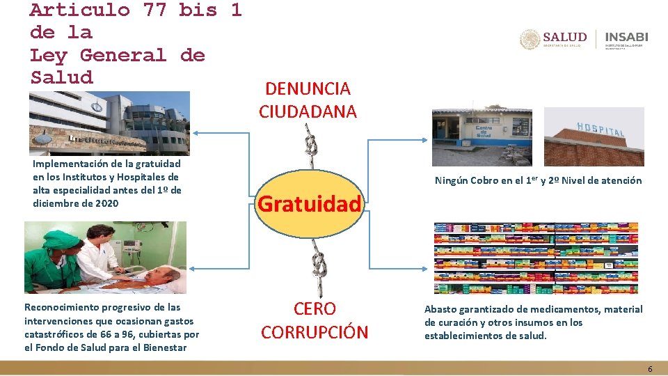 Articulo 77 bis 1 de la Ley General de Salud Implementación de la gratuidad