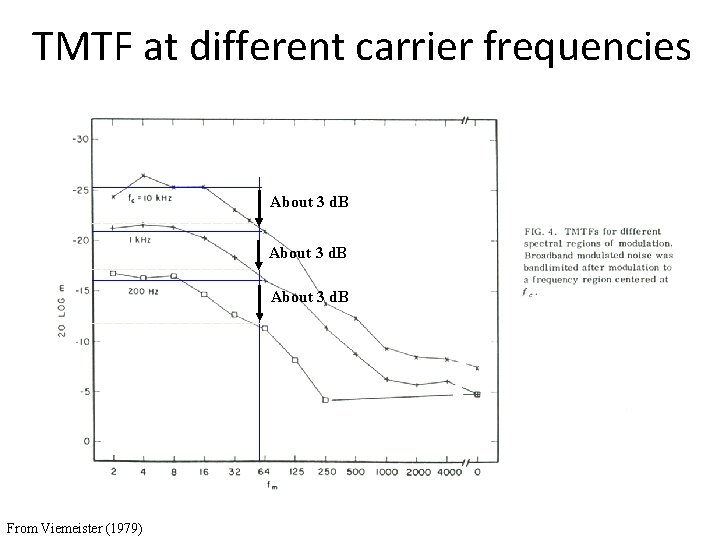 TMTF at different carrier frequencies About 3 d. B From Viemeister (1979) 