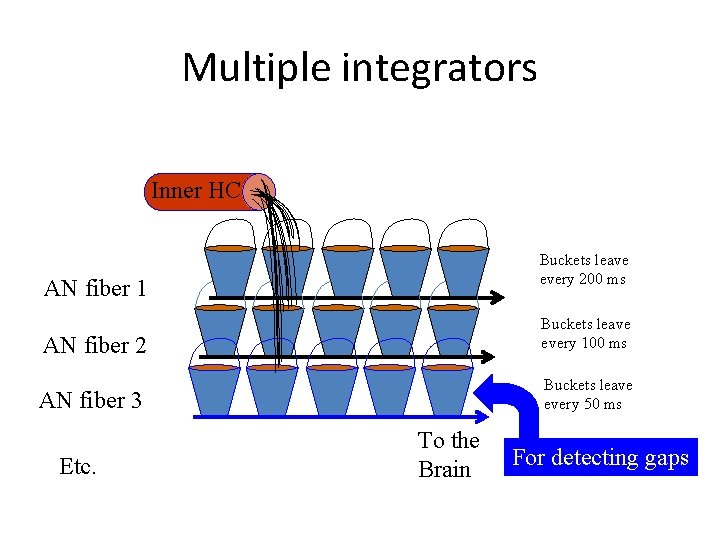 Multiple integrators Inner HC Buckets leave every 200 ms AN fiber 1 AN fiber