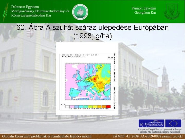 60. Ábra A szulfát száraz ülepedése Európában (1998; g/ha) 