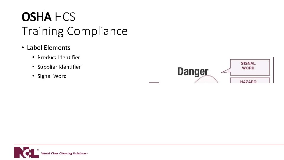 OSHA HCS Training Compliance • Label Elements • Product Identifier • Supplier Identifier •