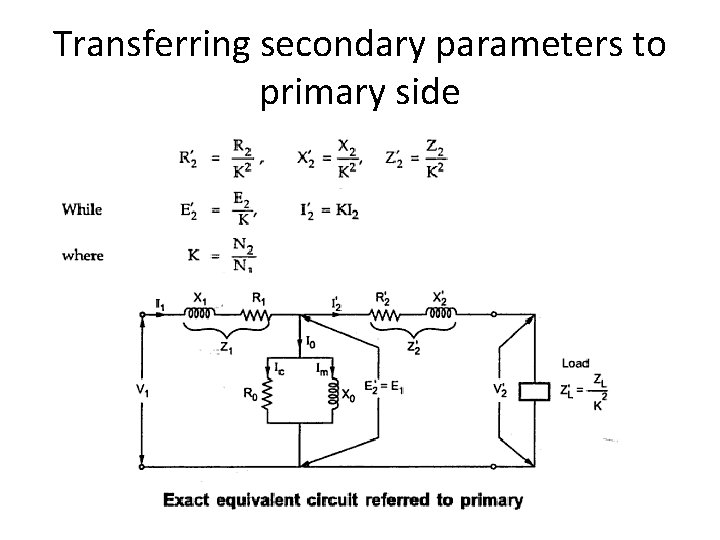 Transferring secondary parameters to primary side 