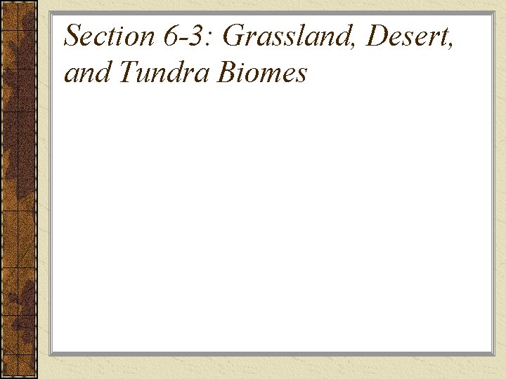 Section 6 -3: Grassland, Desert, and Tundra Biomes 