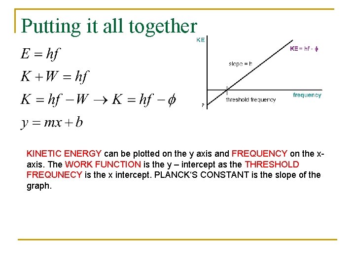 Putting it all together KINETIC ENERGY can be plotted on the y axis and Putting it all together KINETIC ENERGY can be plotted on the y axis and