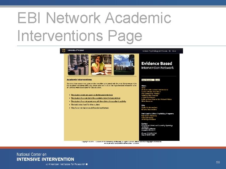 EBI Network Academic Interventions Page 58 