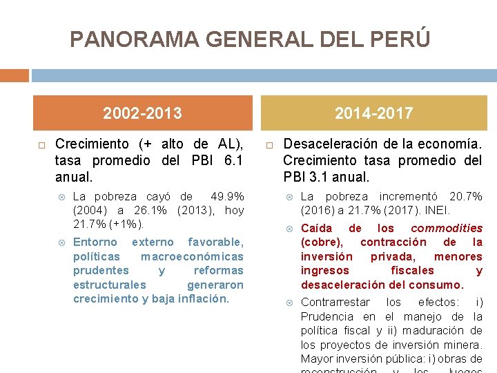 PANORAMA GENERAL DEL PERÚ 2002 -2013 Crecimiento (+ alto de AL), tasa promedio del