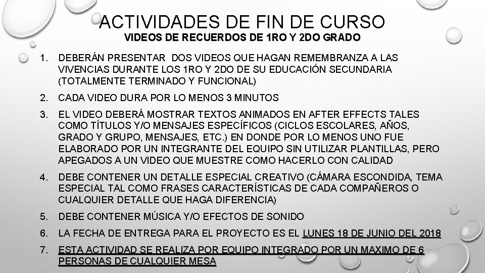 ACTIVIDADES DE FIN DE CURSO VIDEOS DE RECUERDOS DE 1 RO Y 2 DO