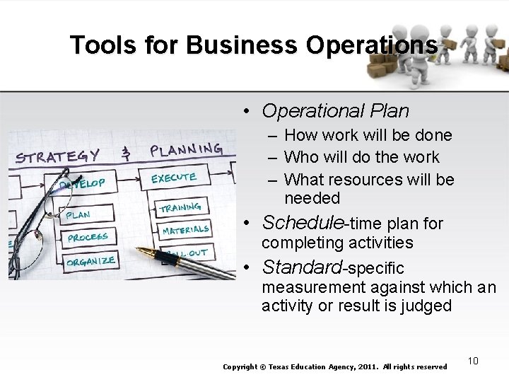 Tools for Business Operations • Operational Plan – How work will be done –