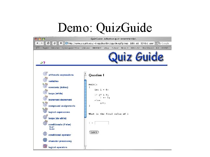 Demo: Quiz. Guide 