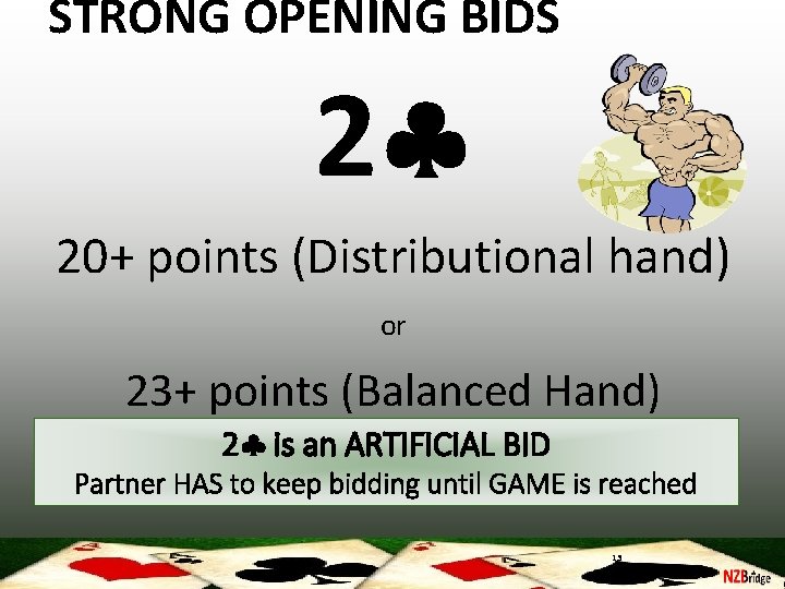 STRONG OPENING BIDS 2 20+ points (Distributional hand) or 23+ points (Balanced Hand) 2