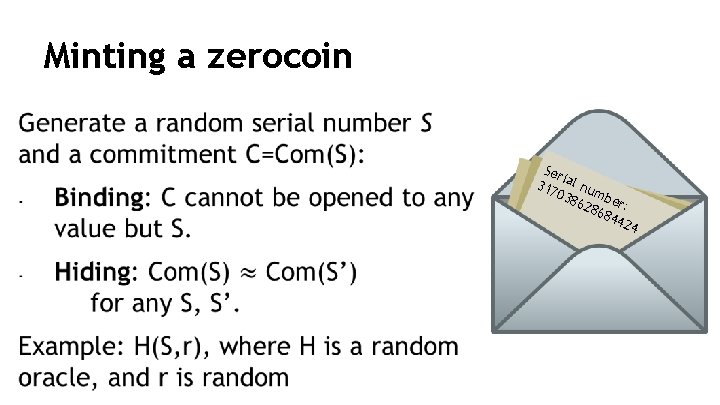 Minting a zerocoin Ser i 317 al num 038 628 ber: 684 424 