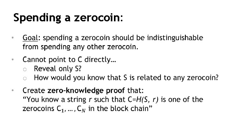 Spending a zerocoin: 