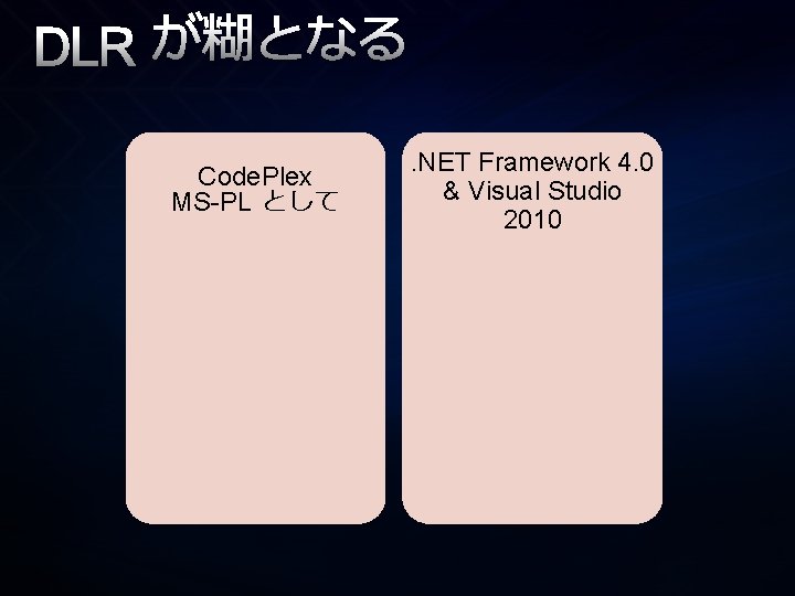 DLR が糊となる Code. Plex MS-PL として . NET Framework 4. 0 & Visual Studio