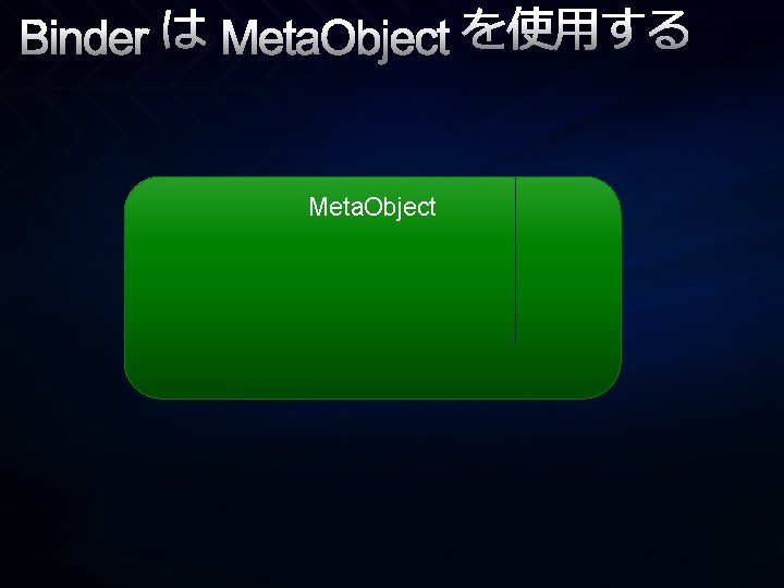 Binder は Meta. Object を使用する Meta. Object 