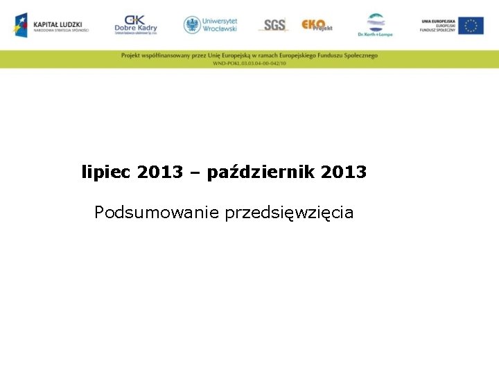 lipiec 2013 – październik 2013 Podsumowanie przedsięwzięcia 