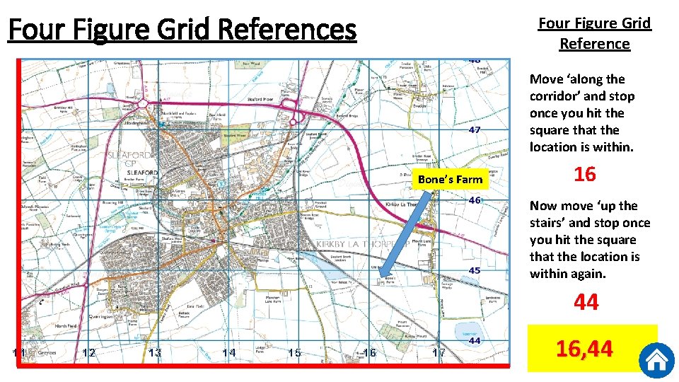 Four Figure Grid References Four Figure Grid Reference Move ‘along the corridor’ and stop