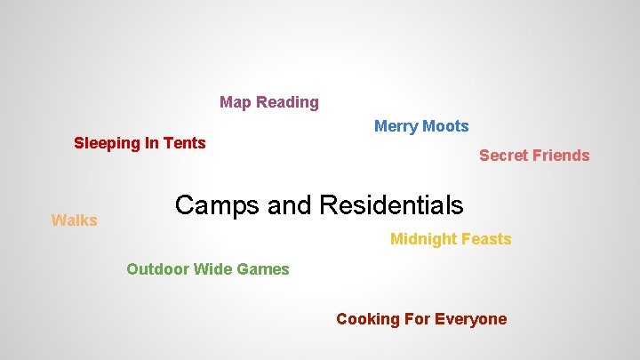 Map Reading Sleeping In Tents Walks Merry Moots Secret Friends Camps and Residentials Midnight